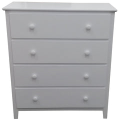 Wisteria Tallboy 4 Chest of Drawers Solid Rubber Wood Bed Storage Cabinet -White - ozily