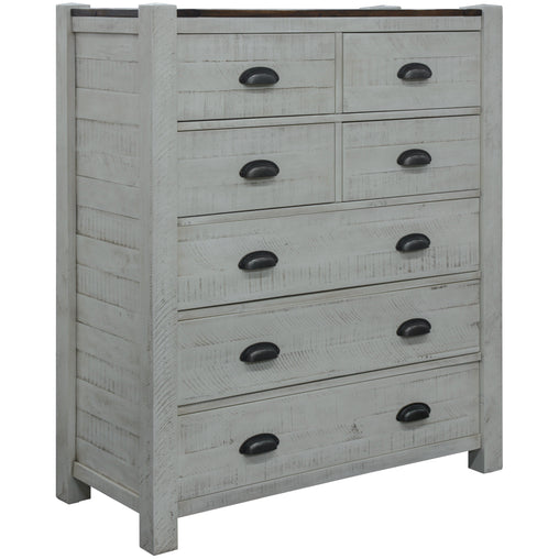 Erica Tallboy 7 Chest of Drawers Solid Acacia Timber Wood Cabinet Brown White - ozily