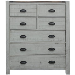 Erica Tallboy 7 Chest of Drawers Solid Acacia Timber Wood Cabinet Brown White - ozily