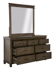 Lily Dresser Mirror 7 Chest of Drawers Tallboy Storage Cabinet - Rustic Grey - ozily