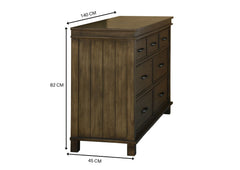 Lily Dresser Mirror 7 Chest of Drawers Tallboy Storage Cabinet - Rustic Grey - ozily