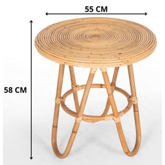 Crocus Rattan Round Side Sofa End Table 55cm - Natural - ozily