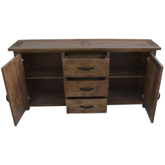Aksa Buffet Table 175cm 2 Door 3 Drawer Solid Mango Timber Wood - ozily