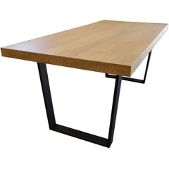 Petunia  Dining Table 180cm Elm Timber Wood Black Metal Leg - Natural - ozily