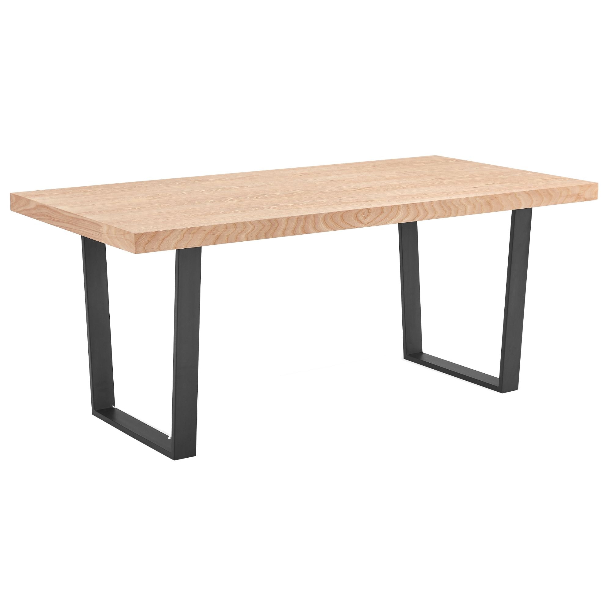 Petunia  Dining Table 210cm Elm Timber Wood Black Metal Leg - Natural - ozily