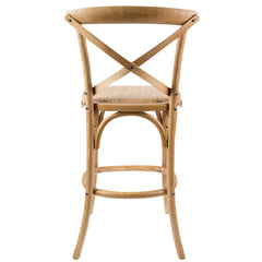 Aster Crossback Bar Stools Dining Chair Solid Birch Timber Rattan Seat - Oak - ozily