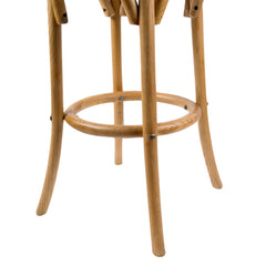 Aster 2pc Round Bar Stools Dining Stool Chair Solid Birch Timber Rattan Seat Oak - ozily