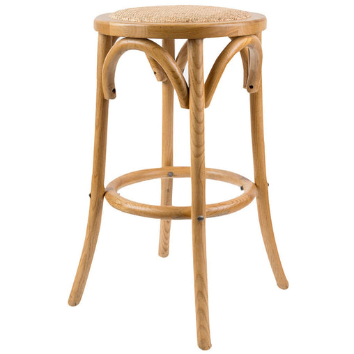 Aster Round Bar Stools Dining Stool Chair Solid Birch Timber Rattan Seat - Oak - ozily
