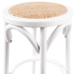 Aster 4pc Round Bar Stools Dining Stool Chair Solid Birch Wood Rattan Seat White - ozily