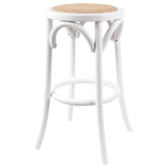 Aster Round Bar Stools Dining Stool Chair Solid Birch Timber Rattan Seat White - ozily