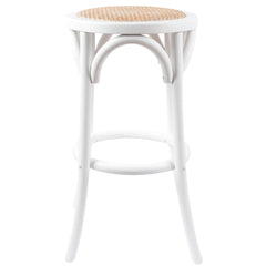 Aster Round Bar Stools Dining Stool Chair Solid Birch Timber Rattan Seat White - ozily
