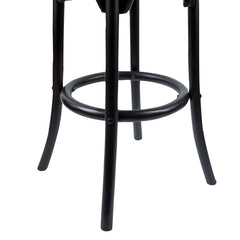 Aster 2pc Round Bar Stools Dining Stool Chair Solid Birch Wood Rattan Seat Black - ozily