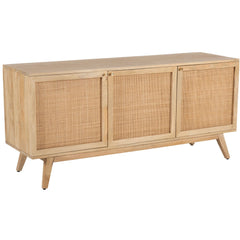 Olearia  Buffet Table 150cm 3 Door Solid Mango Wood Storage Cabinet Natural - ozily