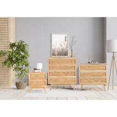 Olearia  Storage Cabinet Buffet Chest of 3 Drawer Mango Wood Rattan Natural - ozily