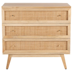 Olearia  Storage Cabinet Buffet Chest of 3 Drawer Mango Wood Rattan Natural - ozily