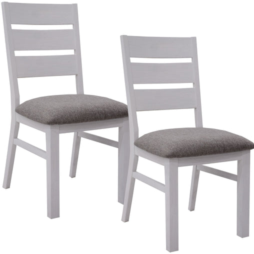 Plumeria Dining Chair Set of 2 Solid Acacia Wood Dining Furniture - White Brush - ozily