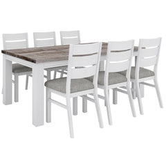 Plumeria Dining Chair Set of 2 Solid Acacia Wood Dining Furniture - White Brush - ozily