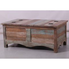 Gulmohar Coffee Table Antique Handcrafted Mango Wood Storage Trunk Chest Box - ozily