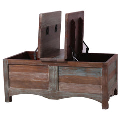 Gulmohar Coffee Table Antique Handcrafted Mango Wood Storage Trunk Chest Box - ozily