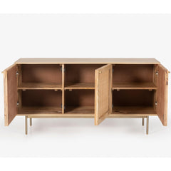 Martina Buffet Table Sideboard 145cm 3 Door Solid Mango Wood Storage Cabinet - ozily