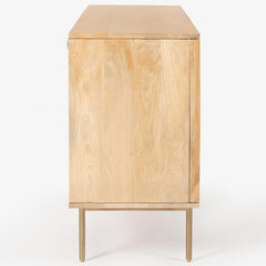 Martina Buffet Table Sideboard 145cm 3 Door Solid Mango Wood Storage Cabinet - ozily
