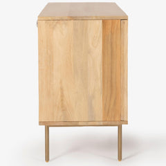Martina Buffet Table Sideboard 100cm 2 Door Solid Mango Wood Storage Cabinet - ozily