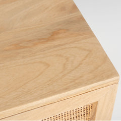Martina Set of 2 Bedside Table 1 Drawer Storage Cabinet Solid Mango Wood Rattan - ozily