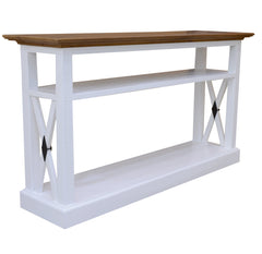 Beechworth Console Hallway Entry Table 140cm Solid Pine Wood Hampton - Grey - ozily