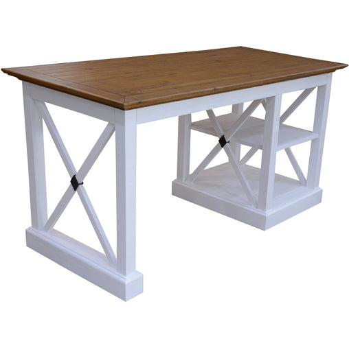 Beechworth Study Computer Desk 150cm Office Executive Table Pine Wood - Grey - ozily