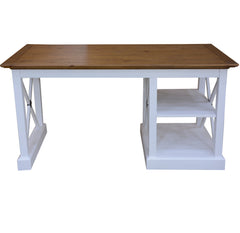 Beechworth Study Computer Desk 150cm Office Executive Table Pine Wood - Grey - ozily