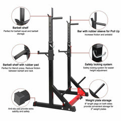 Squat Barbell Pair Rack Bench Home Gym Weight Fitness Lifting Stand - ozily