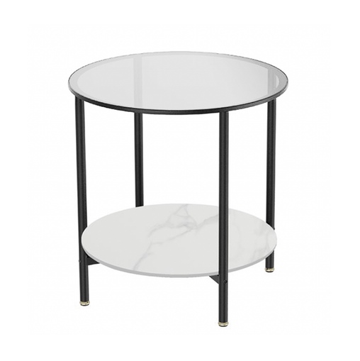 Interior Ave - Cosmopolitan Two Tier Mix Side Table - Marble & Glass - ozily