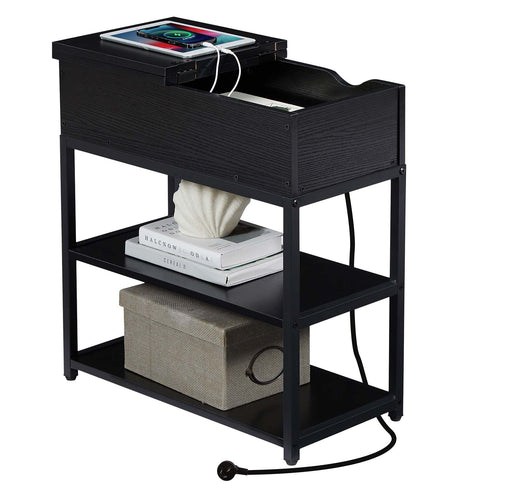 Casadiso Sofa Side Table with Integrated Charging Station - Multi-Tier Black Side Table with Built-in Power Board (Casadiso Saiph Pro) - ozily