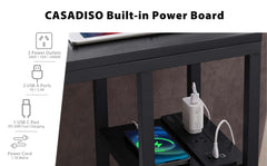 Casadiso Mintaka Pro: E-Shaped Sofa Side Table with Built-in Power Board, Black - ozily