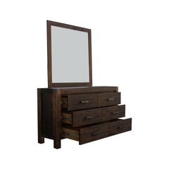 4 Pieces Bedroom Suite in Solid Wood Veneered Acacia Construction Timber Slat Double Size Chocolate Colour Bed, Bedside Table & Dresser - ozily