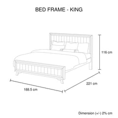 4 Pieces Bedroom Suite King Size Silver Brush in Acacia Wood Construction Bed, Bedside Table & Dresser - ozily