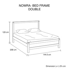 Bed Frame Double Size in Solid Wood Veneered Acacia Bedroom Timber Slat in Chocolate - ozily