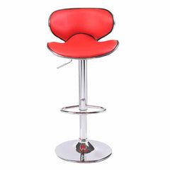 2X Red Bar Stools Faux Leather Mid High Back Adjustable Crome Base Gas Lift Swivel Chairs - ozily