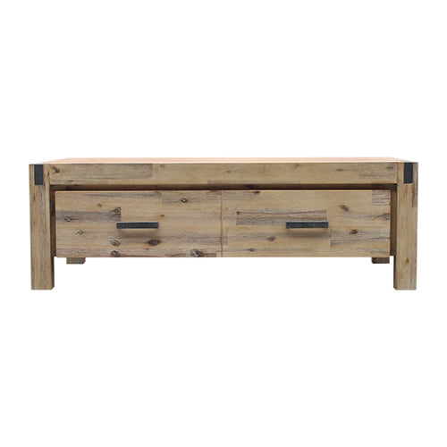 Coffee Table Solid Acacia Wood & Veneer 1 Drawers Storage Oak Colour - ozily