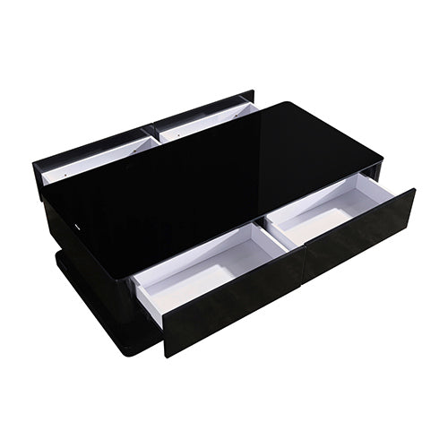 Stylish Coffee Table High Gloss Finish in Shiny Black Colour with 4 Drawers Storage - ozily
