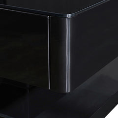 Stylish Coffee Table High Gloss Finish in Shiny Black Colour with 4 Drawers Storage - ozily
