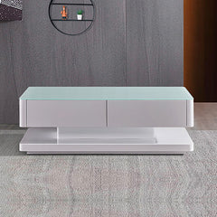 Stylish Coffee Table High Gloss Finish Shiny White Colour with 4 Drawers Storage - ozily