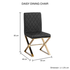 2X Dining Chair Stainless Gold Frame & Seat Black PU Leather - ozily