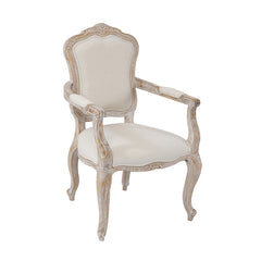 Large Size Oak Wood White Washed Finish Arm Chair Dining Set - ozily
