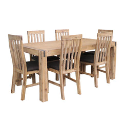 9 Pieces Dining Suite 210cm Large Size Dining Table & 8X Chairs with Solid Acacia Wooden Base in Oak Colour - ozily