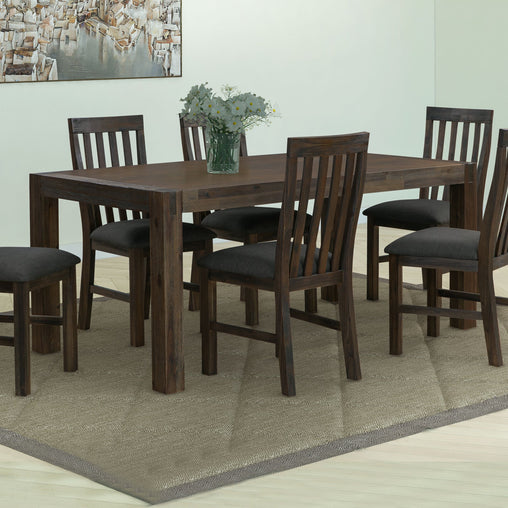 Dining Table 180cm Medium Size with Solid Acacia Wooden Base in Chocolate Colour - ozily