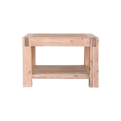 Lamp Table Open Storage Solid Wooden Frame in Classic Oak Colour - ozily