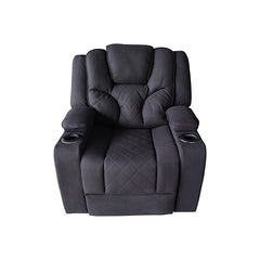 3+1+1 Seater Electric Recliner Stylish Rhino Fabric Black Lounge Armchair with LED Features - ozily