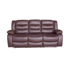3+1+1 Seater Recliner Sofa In Faux Leather Lounge Couch in Brown - ozily