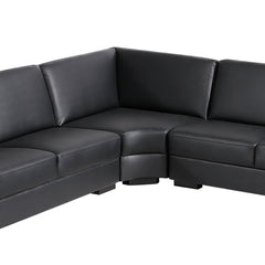 Lounge Set Luxurious 6 Seater Bonded Leather Corner Sofa Living Room Couch in Black with Chaise - ozily